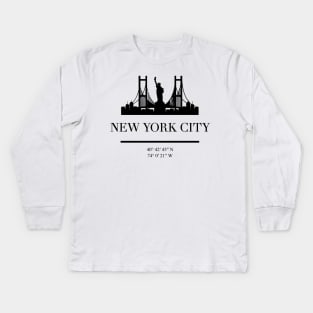 NEW YORK CITY NEW YORK BLACK SILHOUETTE SKYLINE ART Kids Long Sleeve T-Shirt